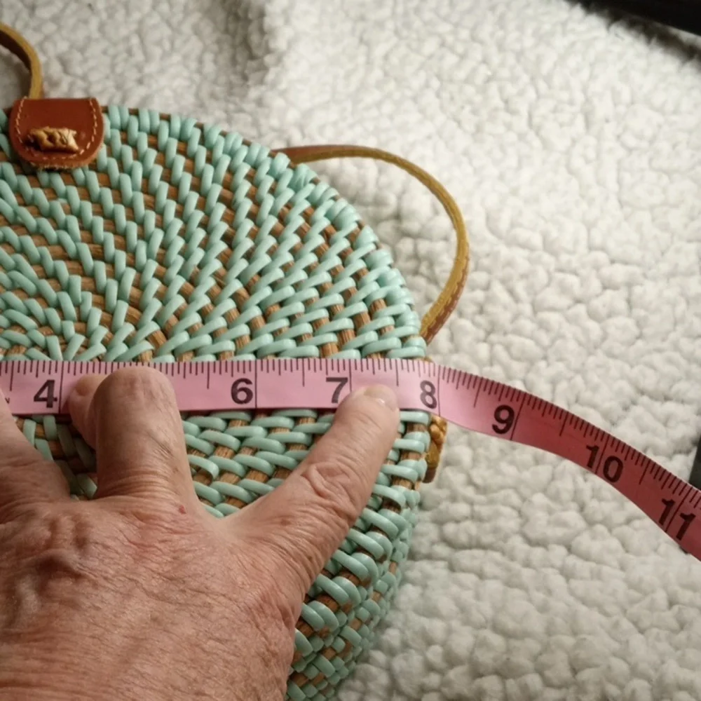 Round woven wicker purse with leather crossbody.  Check out pics!  NWT